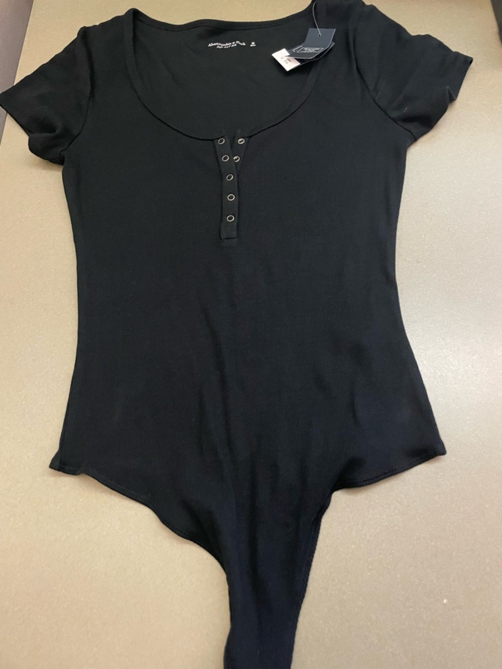 Abercrombie & Fitch Ribbed Henley Short Sleeve Bodysuit size M